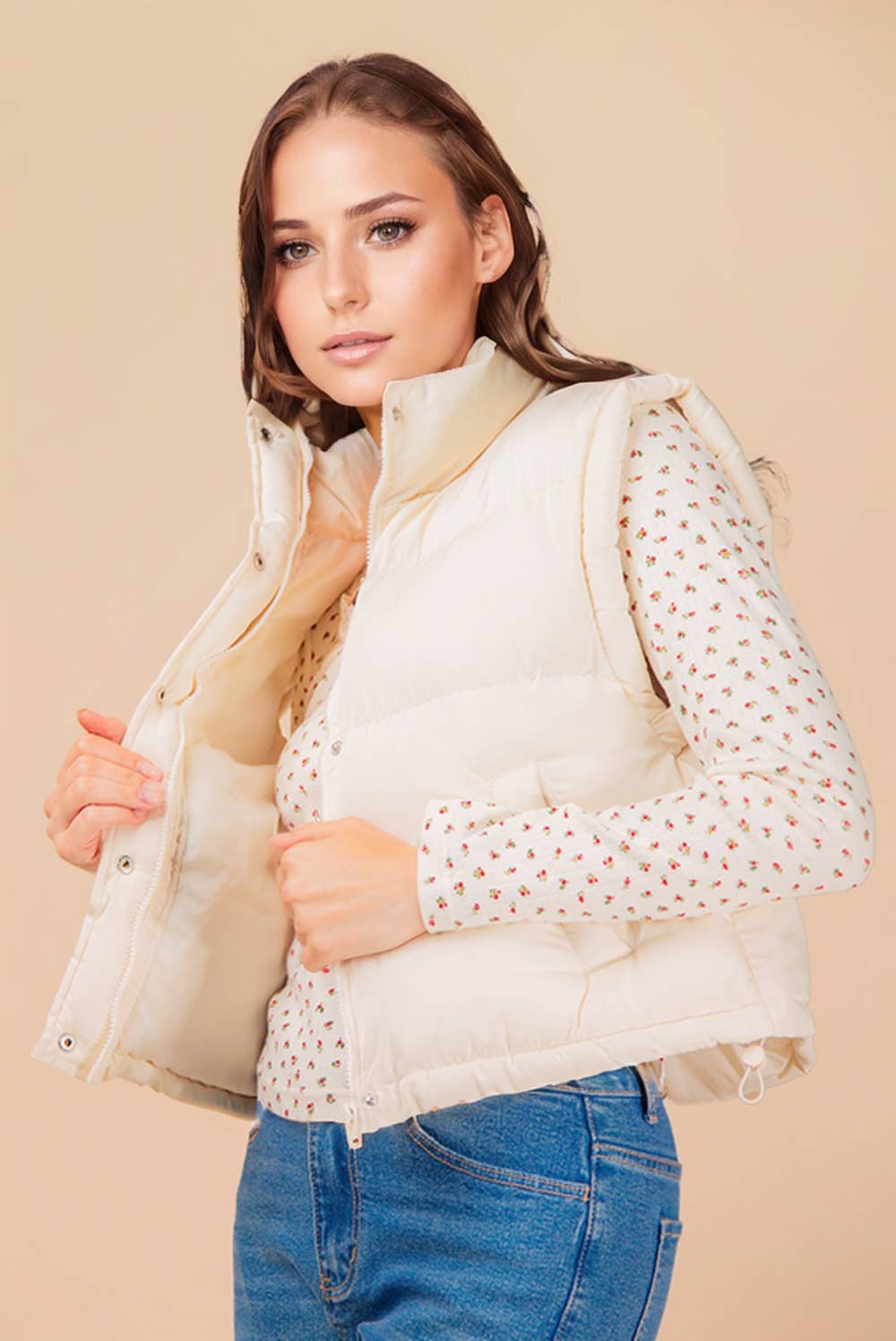 Mock Neck Casual Puffer Vest