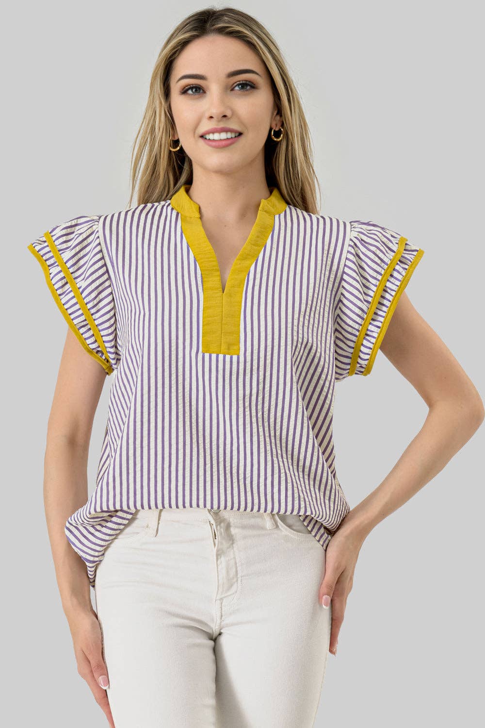 LSU  Seersucker Stripe Game Day Top