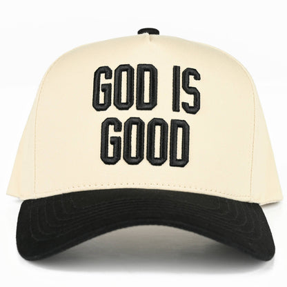 C.C GOD IS GOOD Embroidered Letter Two Tone Trucker Hat