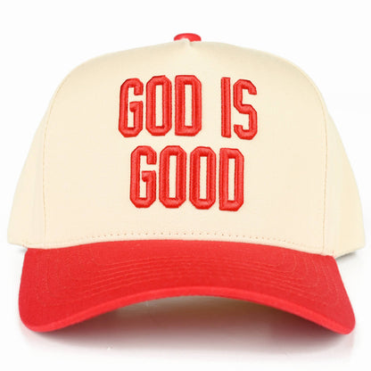 C.C GOD IS GOOD Embroidered Letter Two Tone Trucker Hat