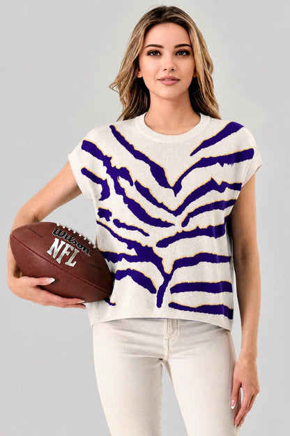 LSU Purple Gold Tiger Print Knit Vest Top 