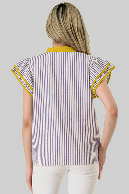 LSU  Seersucker Stripe Game Day Top