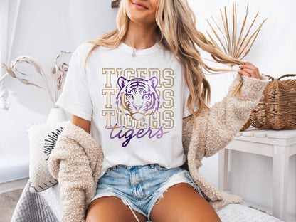 LSU Tiger Head Game Day Shirt - Purple and Gold