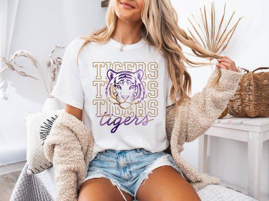 LSU Tiger Head Game Day Shirt - Purple and Gold