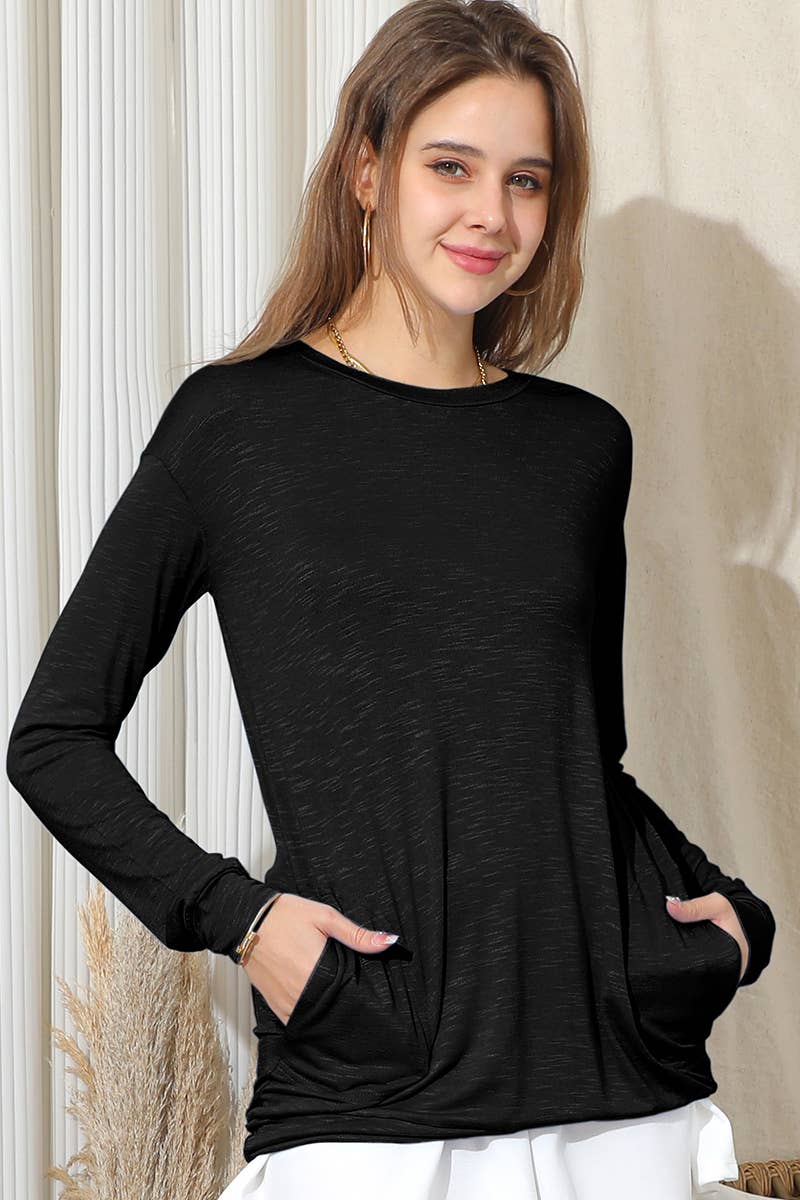 Round Neck Long Sleeved Top