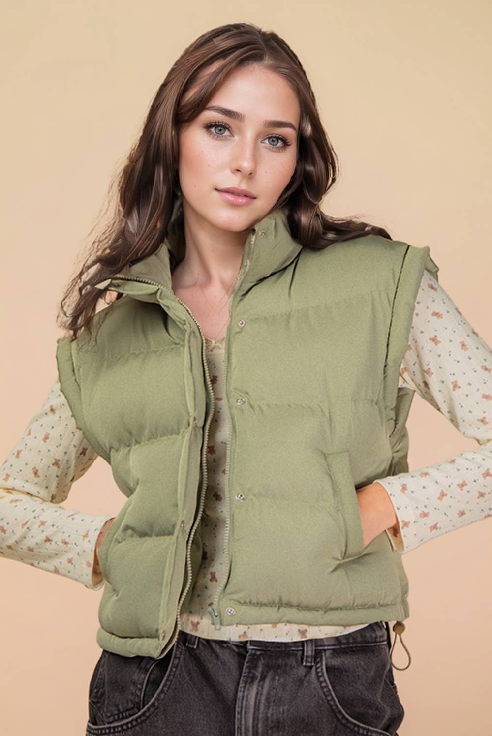 Mock Neck Casual Puffer Vest