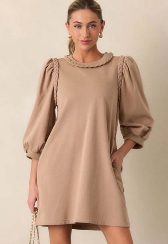 French Braid Beige Dress