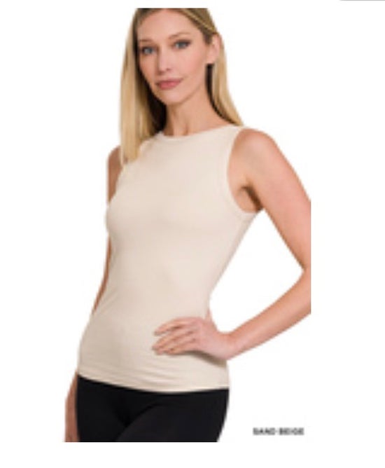 Zenana Sand Beige Crew Tank
