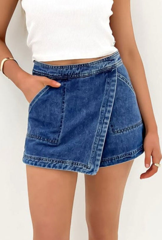 Denim Faux Wrapped Mini
