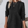 Solid Textured Long Sleeve Dress
