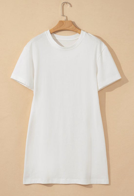 White Crew Neck Dress
