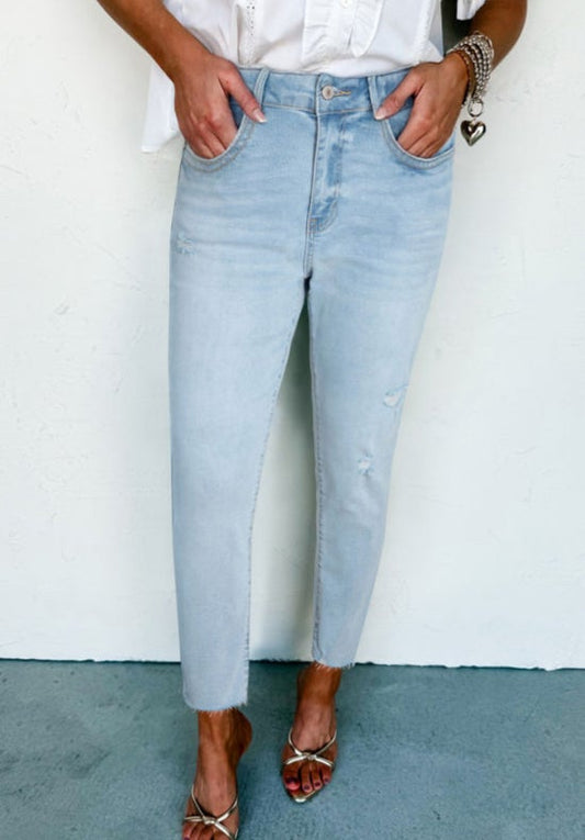 Mid rise ankle length skinny jeans