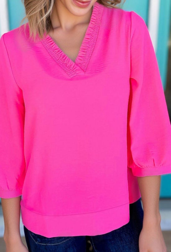 Bright Pink Crinkled Blouse