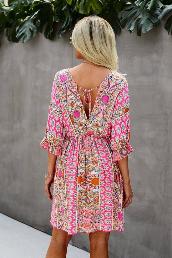 Boho Vneck Swing Dress