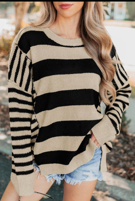 Black and Khaki Stripe Sweater