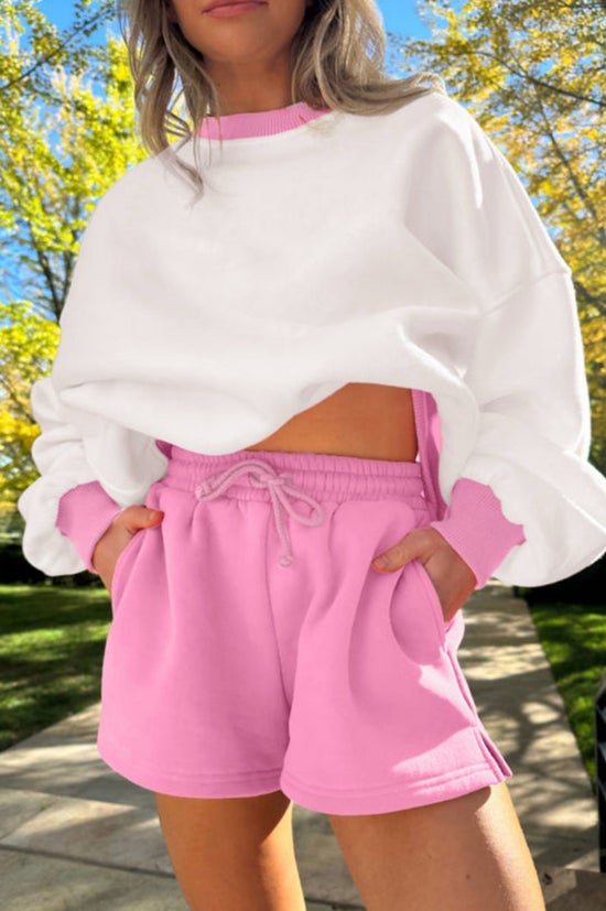 Pink Colorblock Short Set