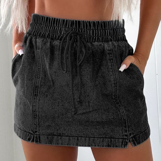 Black Denim Skorts