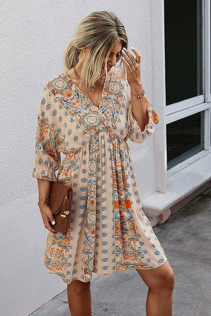 Boho Vneck Swing Dress