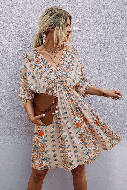 Boho Vneck Swing Dress