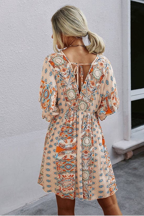 Boho Vneck Swing Dress
