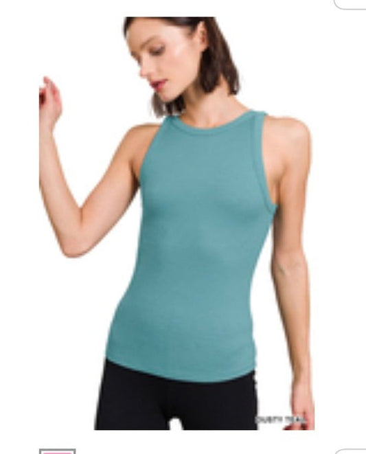Zenana Dusty Teal Crew Tank