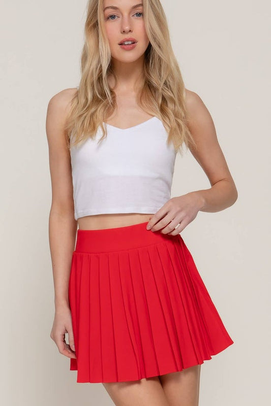 Red Pleated Tennis Skort